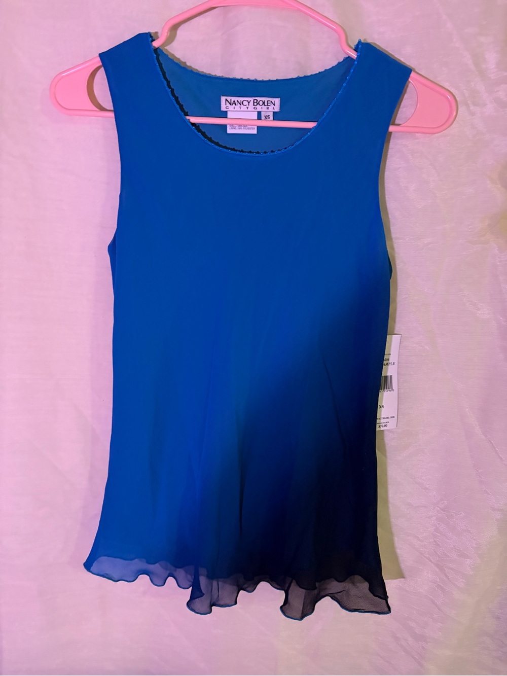 Nancy Bolen Women's Royal Blue Sleeveless Chiffon Tank
